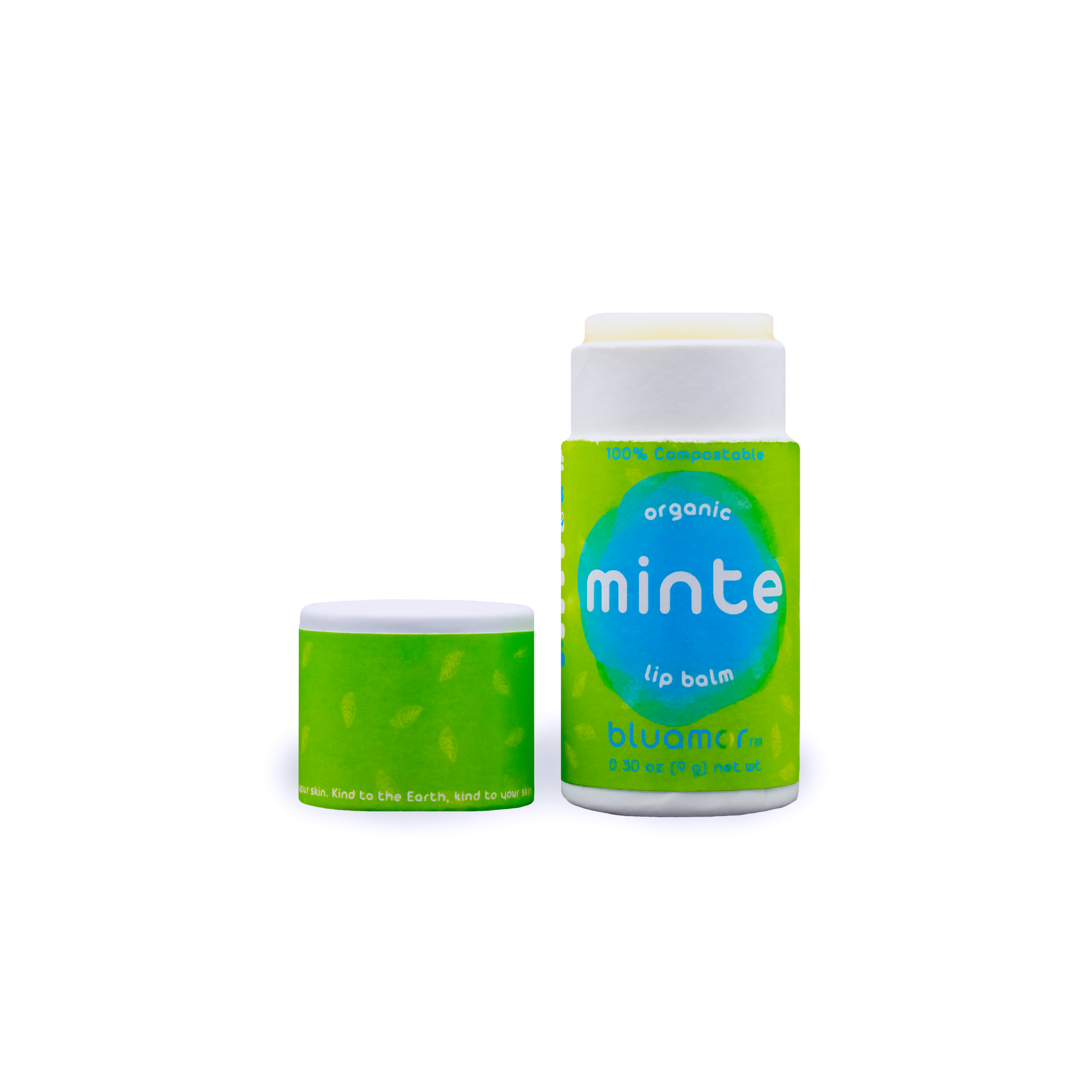 minte Lip Balm in a green and white container, designed for hydrating lips, nails, and cuticles with organic, vegan ingredients.